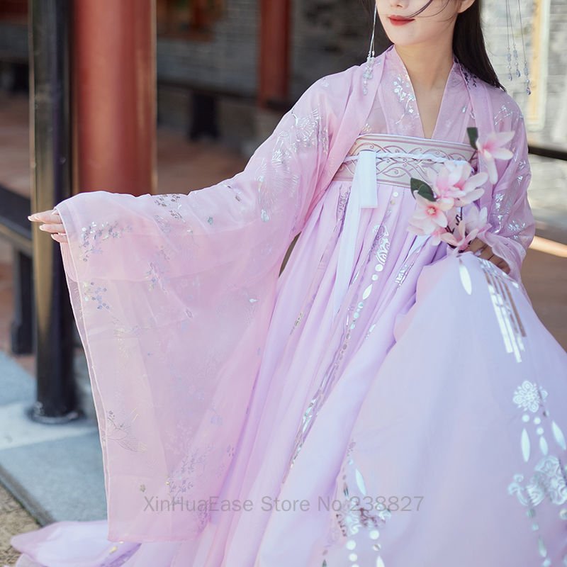 XinHuaEase Hanfu Women Pink Chinese Traditional Dress Dance Fairy Costume Plus Size Cosplay Female Princess Clothing Carnival - Image 3