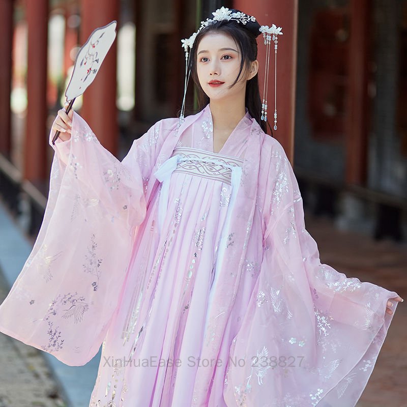 XinHuaEase Hanfu Women Pink Chinese Traditional Dress Dance Fairy Costume Plus Size Cosplay Female Princess Clothing Carnival - Image 4