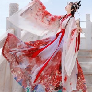 A Touch Of Red Dust Hanfu Women's Waist-length Skirt