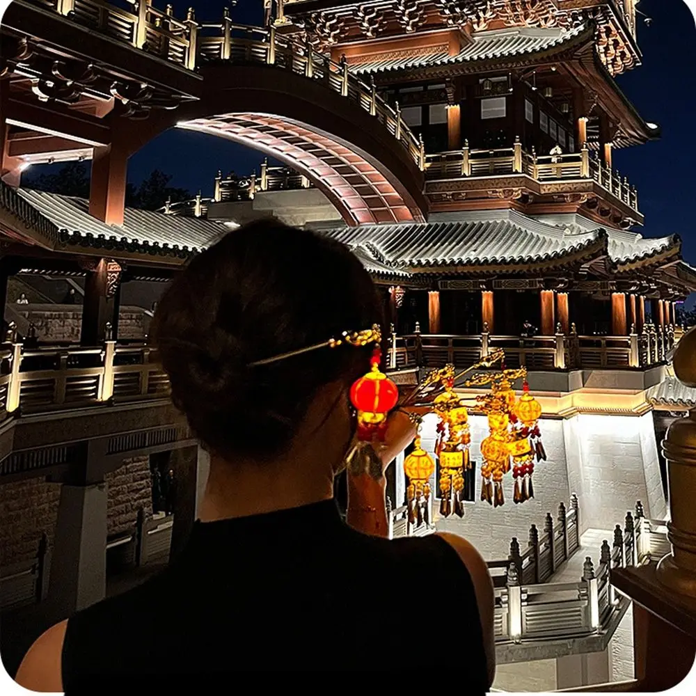 Pearl Glowing Lantern Hairpin LED Light Flower LED Lantern Tassel Hair Stick Hair Chopstick Chinese Style Hanfu Hair Clip Women - Image 22