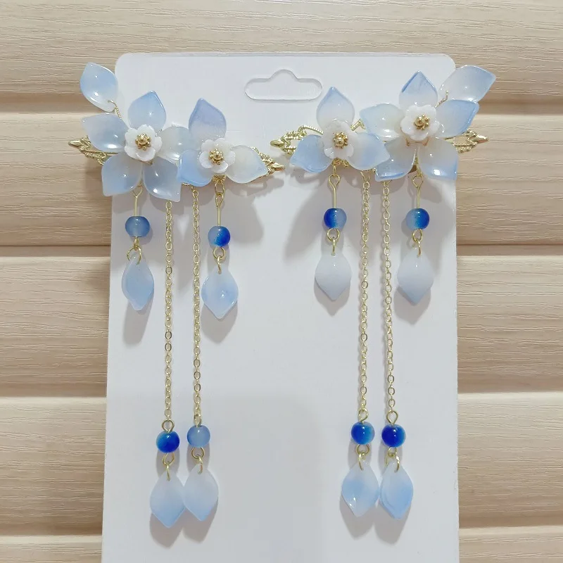 1 pair Handmade Ancient Style Hairpin Tassel Long Chain Beads Dangle Hairpin Chinese Hanfu Headdress girl woman ancient hairpin - Image 23