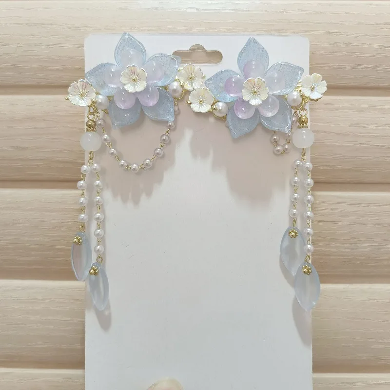 1 pair Handmade Ancient Style Hairpin Tassel Long Chain Beads Dangle Hairpin Chinese Hanfu Headdress girl woman ancient hairpin - Image 31