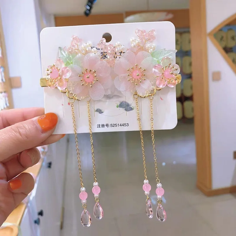 1 pair Handmade Ancient Style Hairpin Tassel Long Chain Beads Dangle Hairpin Chinese Hanfu Headdress girl woman ancient hairpin - Image 25