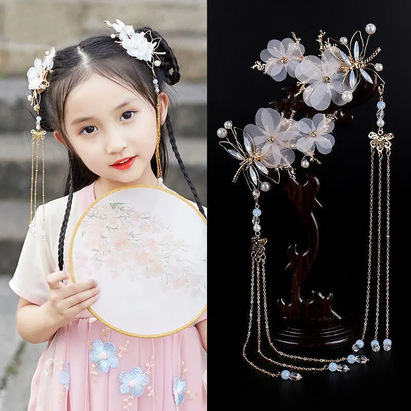 1 pair Handmade Ancient Style Hairpin Tassel Long Chain Beads Dangle Hairpin Chinese Hanfu Headdress girl woman ancient hairpin - Image 51