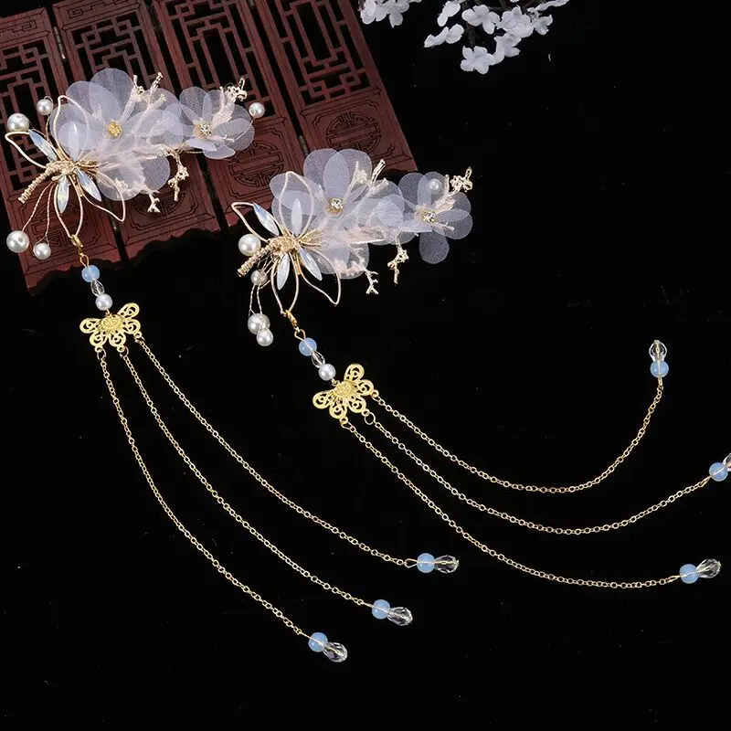 1 pair Handmade Ancient Style Hairpin Tassel Long Chain Beads Dangle Hairpin Chinese Hanfu Headdress girl woman ancient hairpin - Image 52