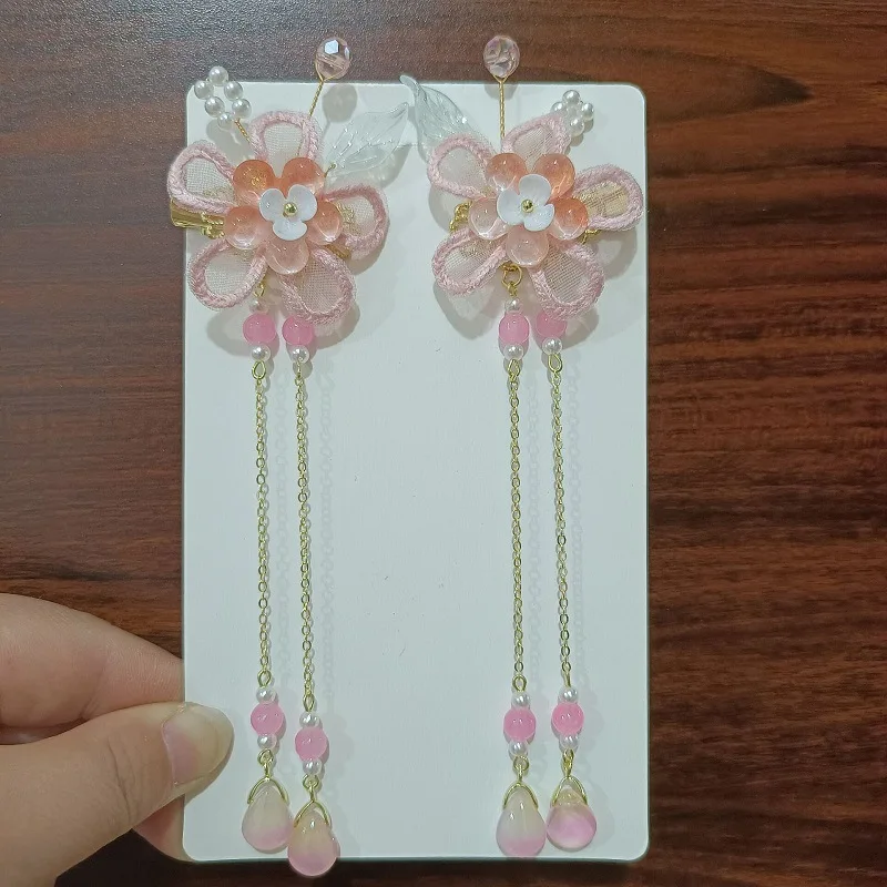 1 pair Handmade Ancient Style Hairpin Tassel Long Chain Beads Dangle Hairpin Chinese Hanfu Headdress girl woman ancient hairpin - Image 24