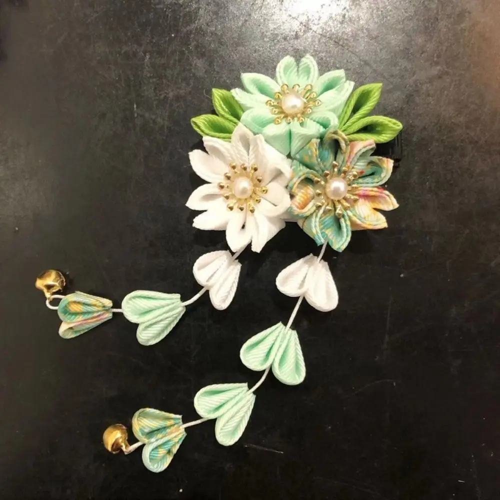 Hanfu Accessories Japanese Kimono Headwear Ancient Style Cloth Sakura Flower Hair Clip Handmade Sweet Tassel Flower Hairpin - Image 2
