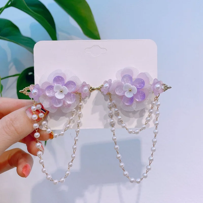 1 pair Handmade Ancient Style Hairpin Tassel Long Chain Beads Dangle Hairpin Chinese Hanfu Headdress girl woman ancient hairpin - Image 44