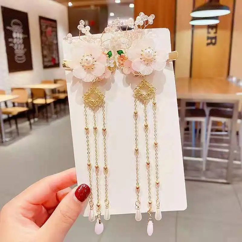 1 pair Handmade Ancient Style Hairpin Tassel Long Chain Beads Dangle Hairpin Chinese Hanfu Headdress girl woman ancient hairpin - Image 3