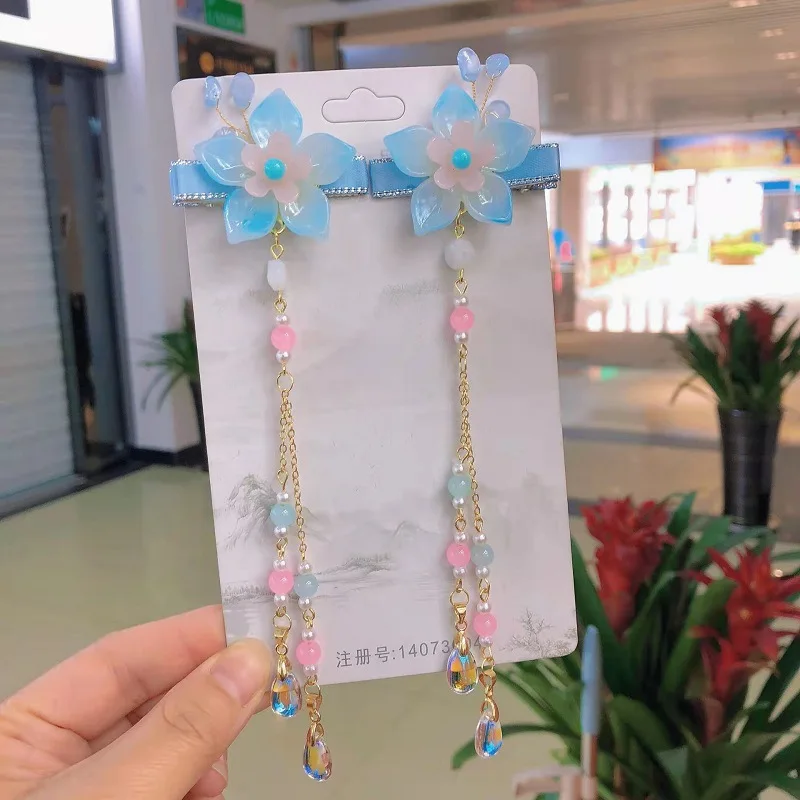 1 pair Handmade Ancient Style Hairpin Tassel Long Chain Beads Dangle Hairpin Chinese Hanfu Headdress girl woman ancient hairpin - Image 15