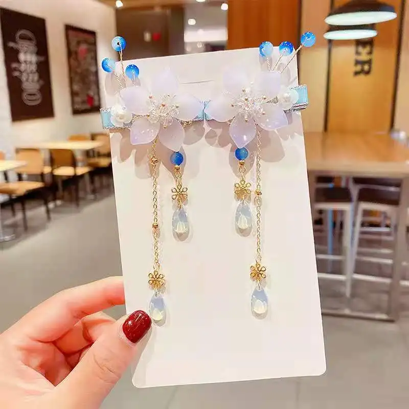 1 pair Handmade Ancient Style Hairpin Tassel Long Chain Beads Dangle Hairpin Chinese Hanfu Headdress girl woman ancient hairpin - Image 40