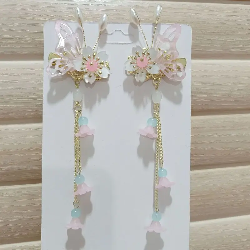 1 pair Handmade Ancient Style Hairpin Tassel Long Chain Beads Dangle Hairpin Chinese Hanfu Headdress girl woman ancient hairpin - Image 35