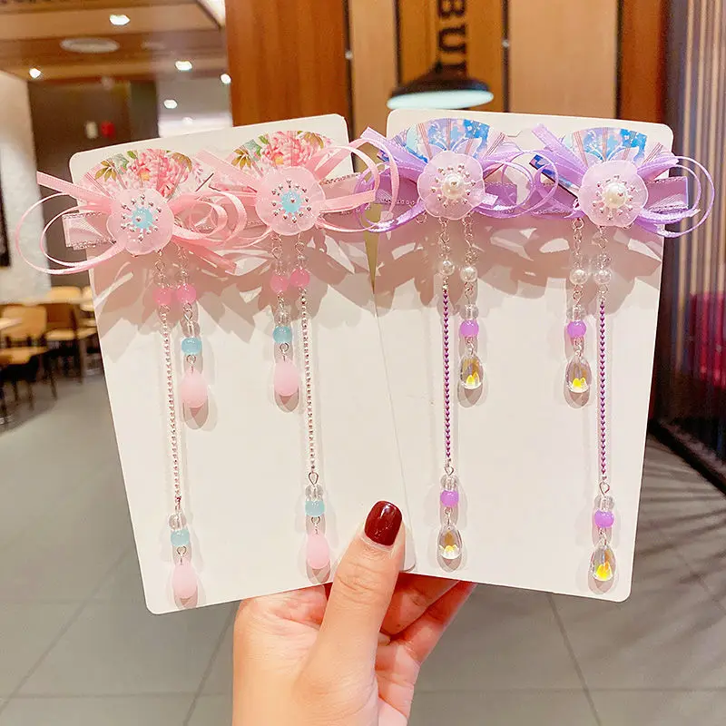 1 pair Handmade Ancient Style Hairpin Tassel Long Chain Beads Dangle Hairpin Chinese Hanfu Headdress girl woman ancient hairpin - Image 4