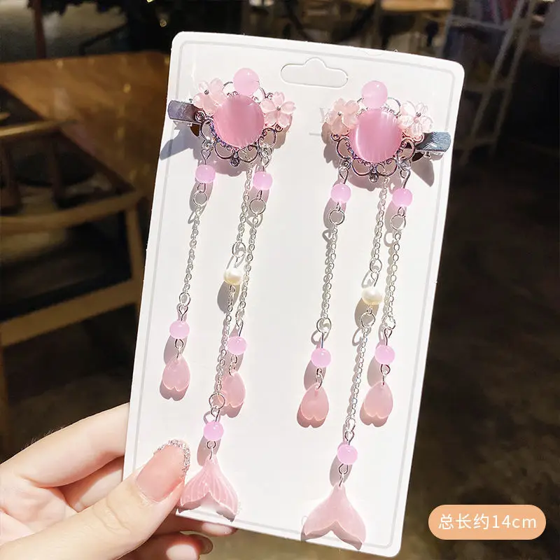 1 pair Handmade Ancient Style Hairpin Tassel Long Chain Beads Dangle Hairpin Chinese Hanfu Headdress girl woman ancient hairpin - Image 13