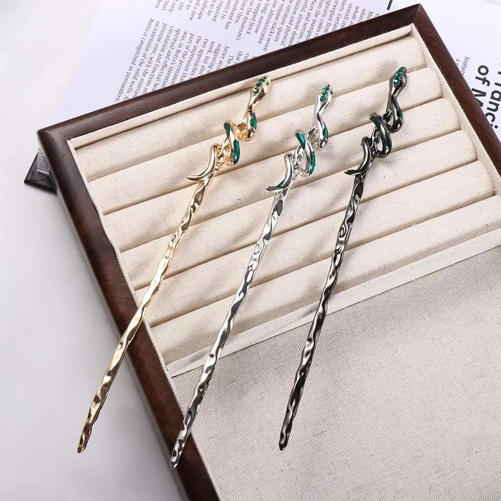 Green Girl Hair Accessories Silver Cheongsam Hanfu Hair Sticks Chinese Style Headwear Ancient Style Hairpin Metal Snake Hairpin - Image 3