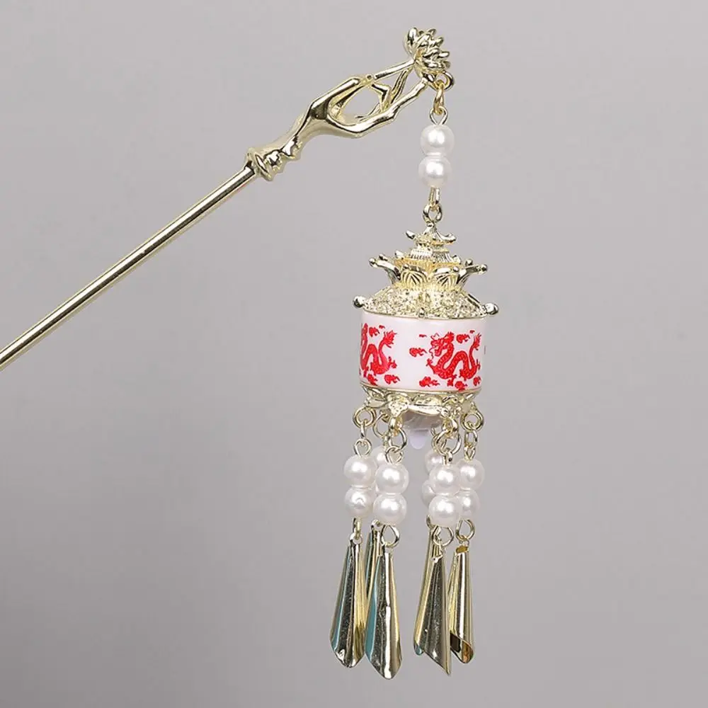 Pearl Glowing Lantern Hairpin LED Light Flower LED Lantern Tassel Hair Stick Hair Chopstick Chinese Style Hanfu Hair Clip Women - Image 16