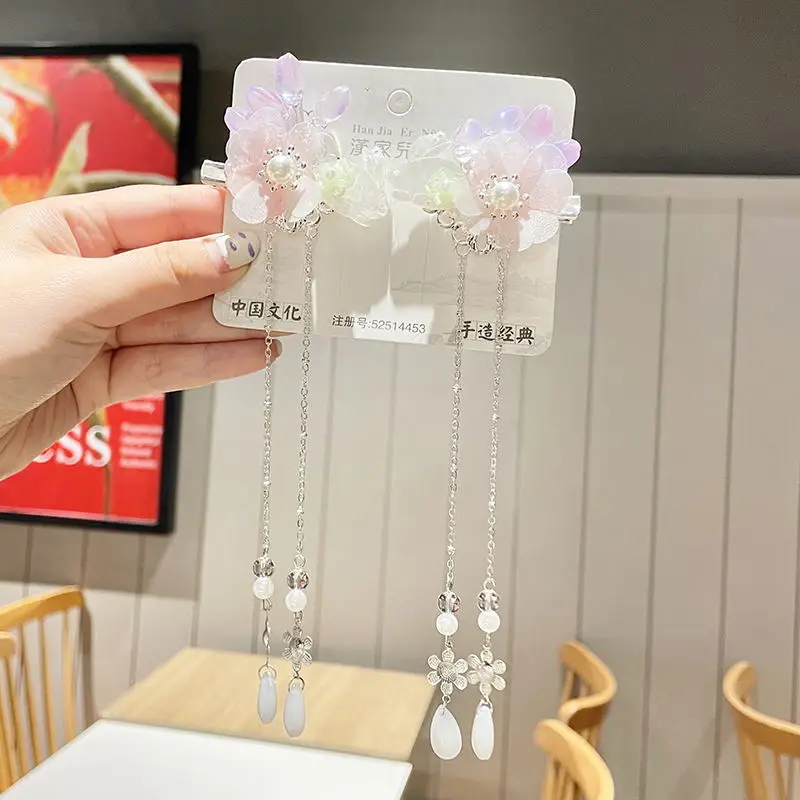 1 pair Handmade Ancient Style Hairpin Tassel Long Chain Beads Dangle Hairpin Chinese Hanfu Headdress girl woman ancient hairpin - Image 38