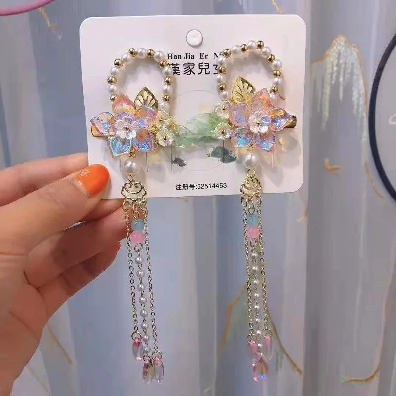 1 pair Handmade Ancient Style Hairpin Tassel Long Chain Beads Dangle Hairpin Chinese Hanfu Headdress girl woman ancient hairpin - Image 12