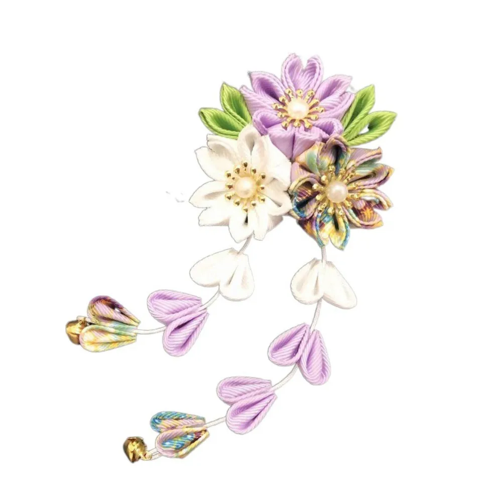 Hanfu Accessories Japanese Kimono Headwear Ancient Style Cloth Sakura Flower Hair Clip Handmade Sweet Tassel Flower Hairpin - Image 11