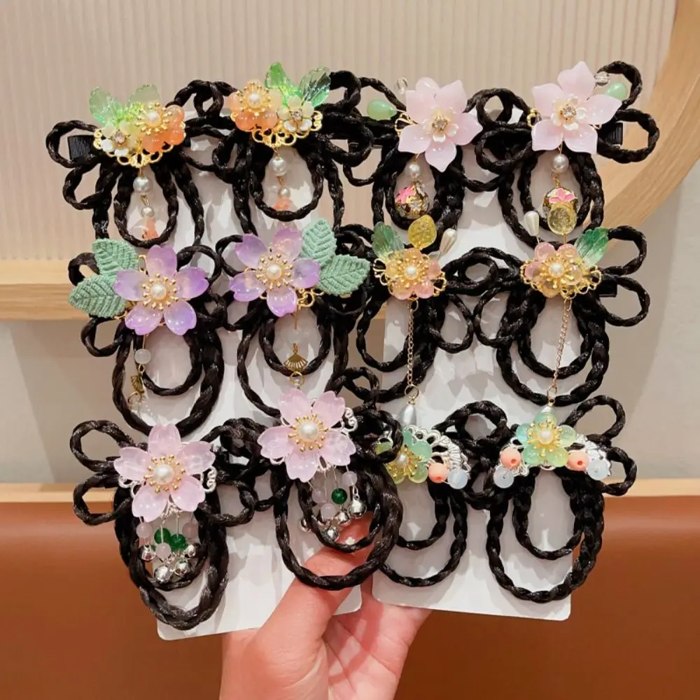 Red Children Wig Hairpin Flower Tassels Hanfu Hair Sticks Ancient Headwear Tang Suit Hair Clip Chinese New Year Headwear Baby - Image 18