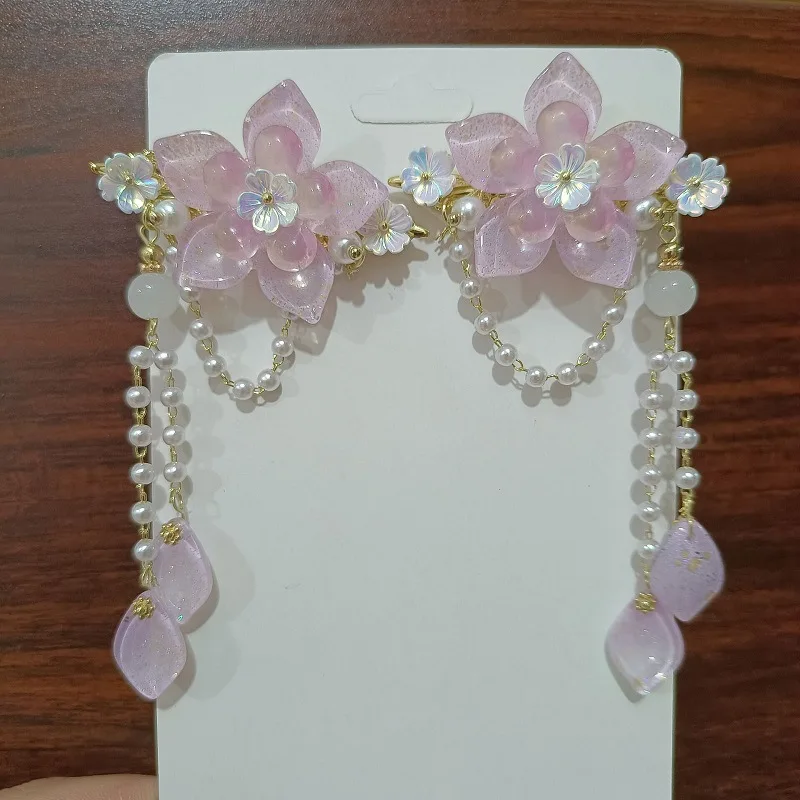 1 pair Handmade Ancient Style Hairpin Tassel Long Chain Beads Dangle Hairpin Chinese Hanfu Headdress girl woman ancient hairpin - Image 28