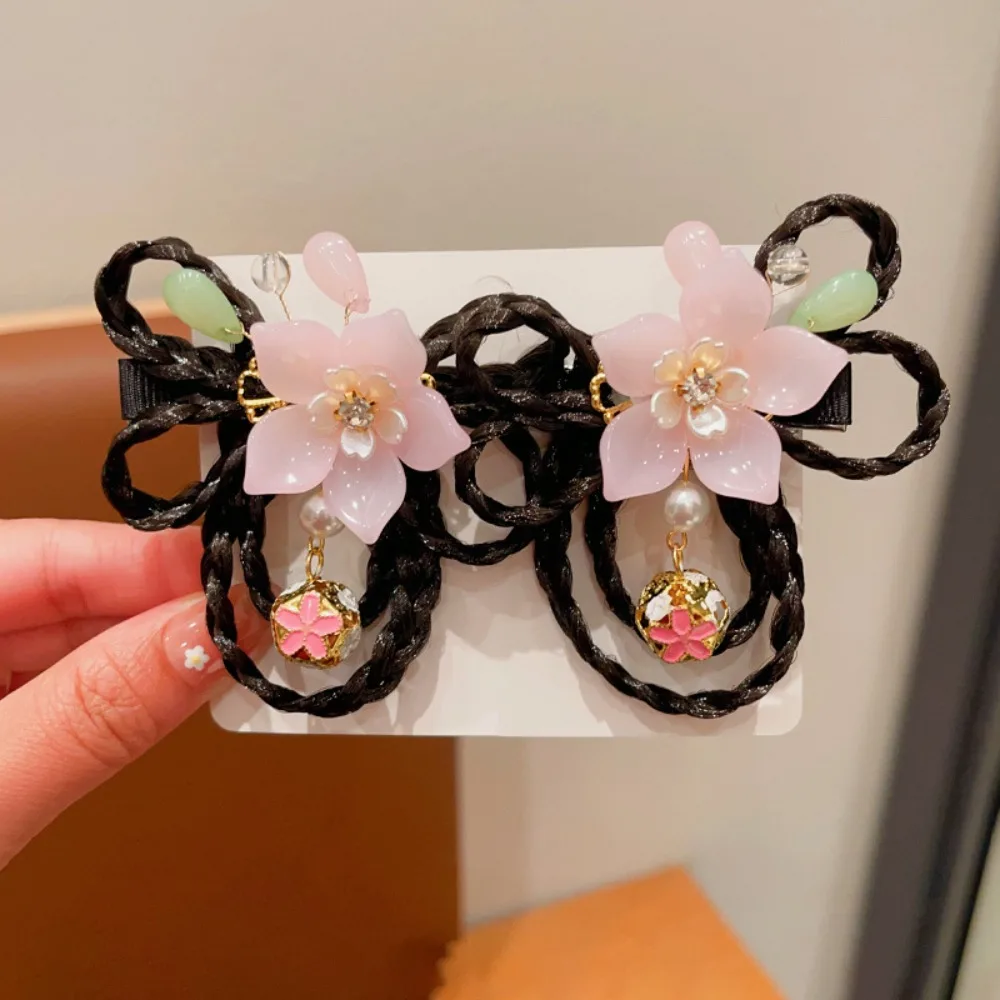 Red Children Wig Hairpin Flower Tassels Hanfu Hair Sticks Ancient Headwear Tang Suit Hair Clip Chinese New Year Headwear Baby - Image 14