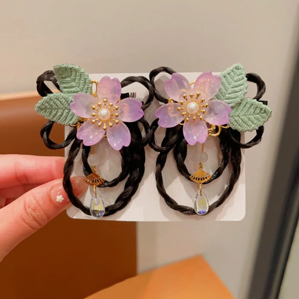 Red Children Wig Hairpin Flower Tassels Hanfu Hair Sticks Ancient Headwear Tang Suit Hair Clip Chinese New Year Headwear Baby - Image 9