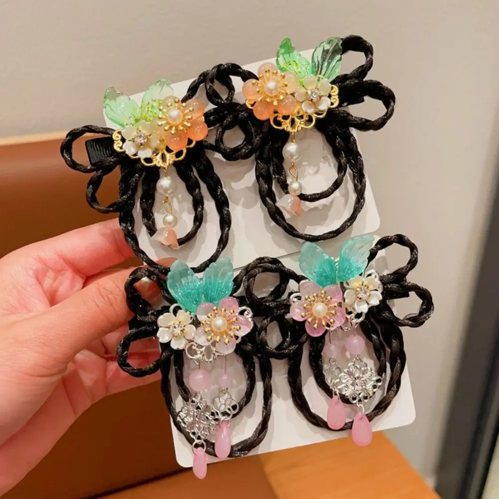 Red Children Wig Hairpin Flower Tassels Hanfu Hair Sticks Ancient Headwear Tang Suit Hair Clip Chinese New Year Headwear Baby - Image 25