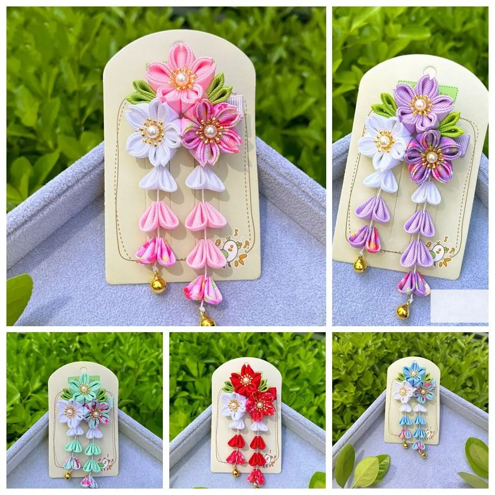 Hanfu Accessories Japanese Kimono Headwear Ancient Style Cloth Sakura Flower Hair Clip Handmade Sweet Tassel Flower Hairpin - Image 6