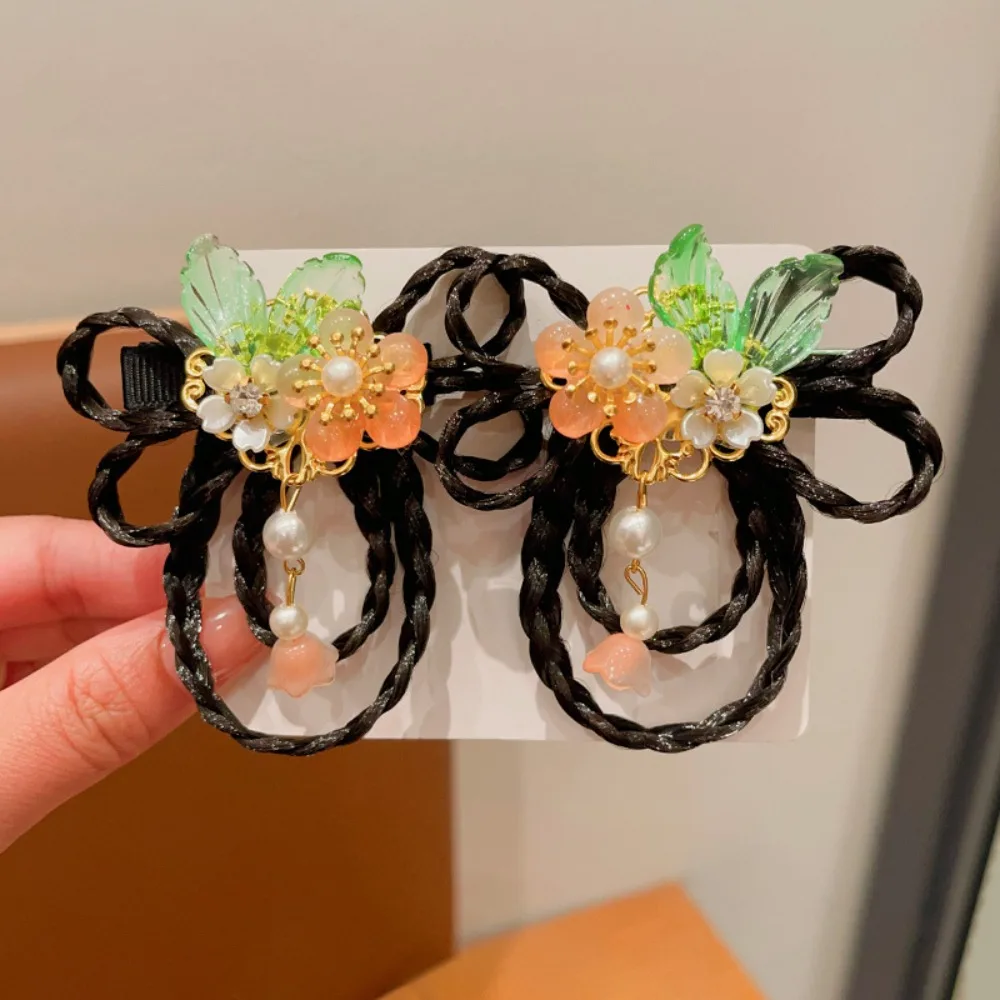 Red Children Wig Hairpin Flower Tassels Hanfu Hair Sticks Ancient Headwear Tang Suit Hair Clip Chinese New Year Headwear Baby - Image 10