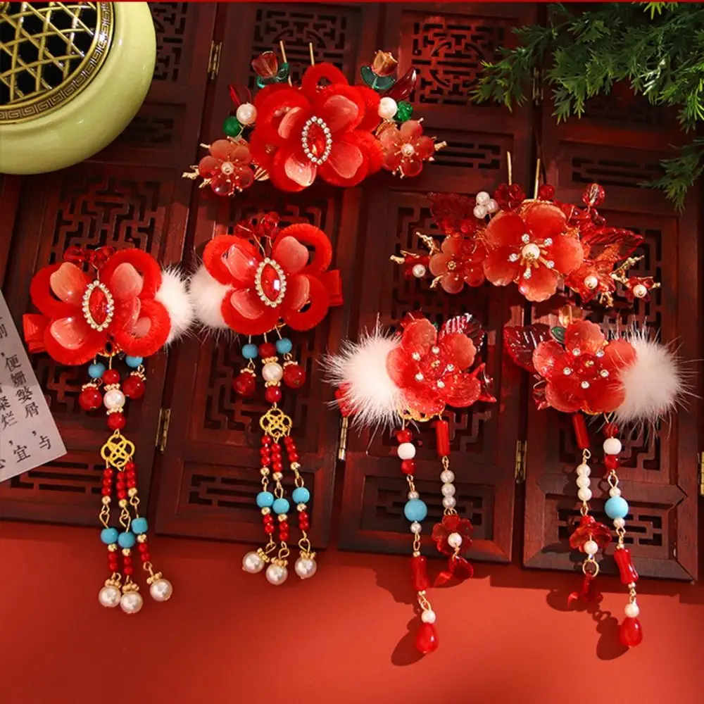 Ancient Style New Year Chinese Style Hairpin Set Tassel Red Hanfu Hair Stick Hair Chopstick for Buns Flower Hair Comb Cheongsam - Image 19