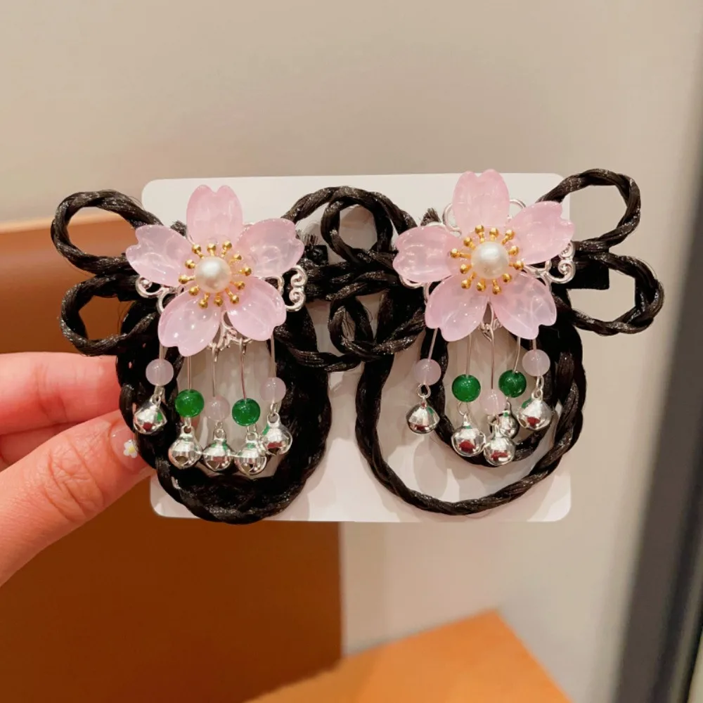 Red Children Wig Hairpin Flower Tassels Hanfu Hair Sticks Ancient Headwear Tang Suit Hair Clip Chinese New Year Headwear Baby - Image 12