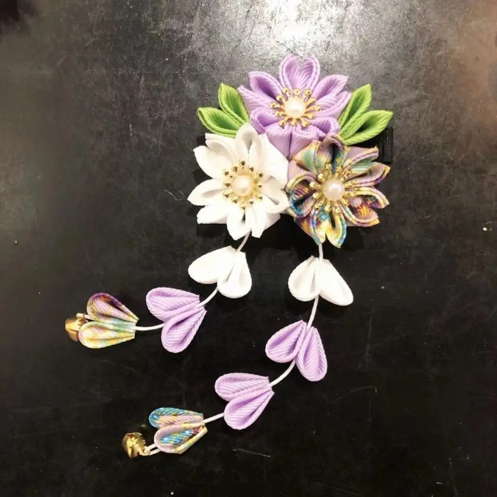 Hanfu Accessories Japanese Kimono Headwear Ancient Style Cloth Sakura Flower Hair Clip Handmade Sweet Tassel Flower Hairpin - Image 5