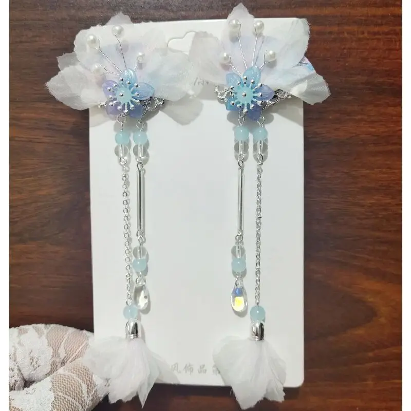 1 pair Handmade Ancient Style Hairpin Tassel Long Chain Beads Dangle Hairpin Chinese Hanfu Headdress girl woman ancient hairpin - Image 27