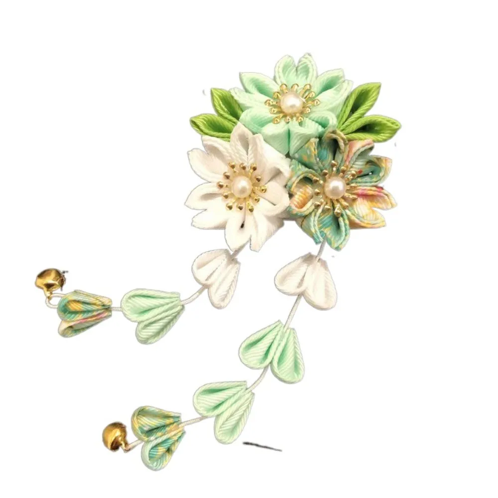 Hanfu Accessories Japanese Kimono Headwear Ancient Style Cloth Sakura Flower Hair Clip Handmade Sweet Tassel Flower Hairpin - Image 8