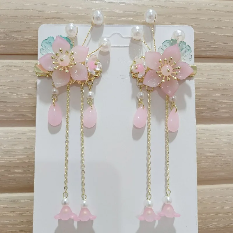 1 pair Handmade Ancient Style Hairpin Tassel Long Chain Beads Dangle Hairpin Chinese Hanfu Headdress girl woman ancient hairpin - Image 47