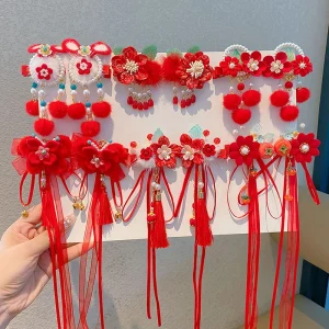 Chinese Style Children's New Year Kawaii Hair Clips Cheongsam Hanfu Hair Accessories Cosplay Hair Ball Hair Clip
