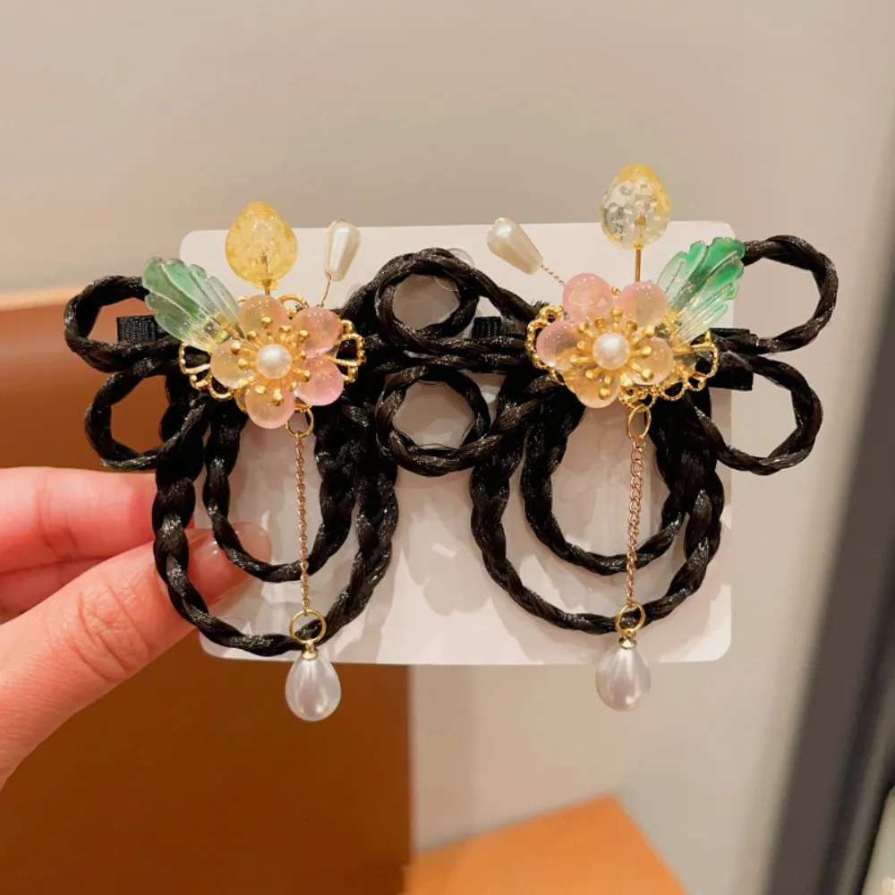 Red Children Wig Hairpin Flower Tassels Hanfu Hair Sticks Ancient Headwear Tang Suit Hair Clip Chinese New Year Headwear Baby - Image 13