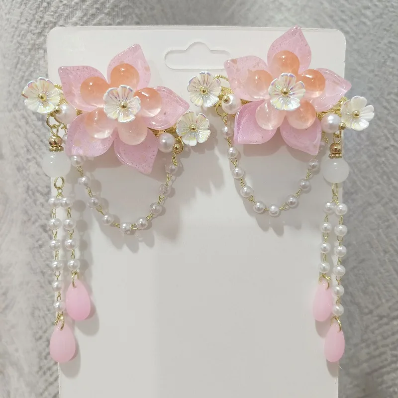 1 pair Handmade Ancient Style Hairpin Tassel Long Chain Beads Dangle Hairpin Chinese Hanfu Headdress girl woman ancient hairpin - Image 43