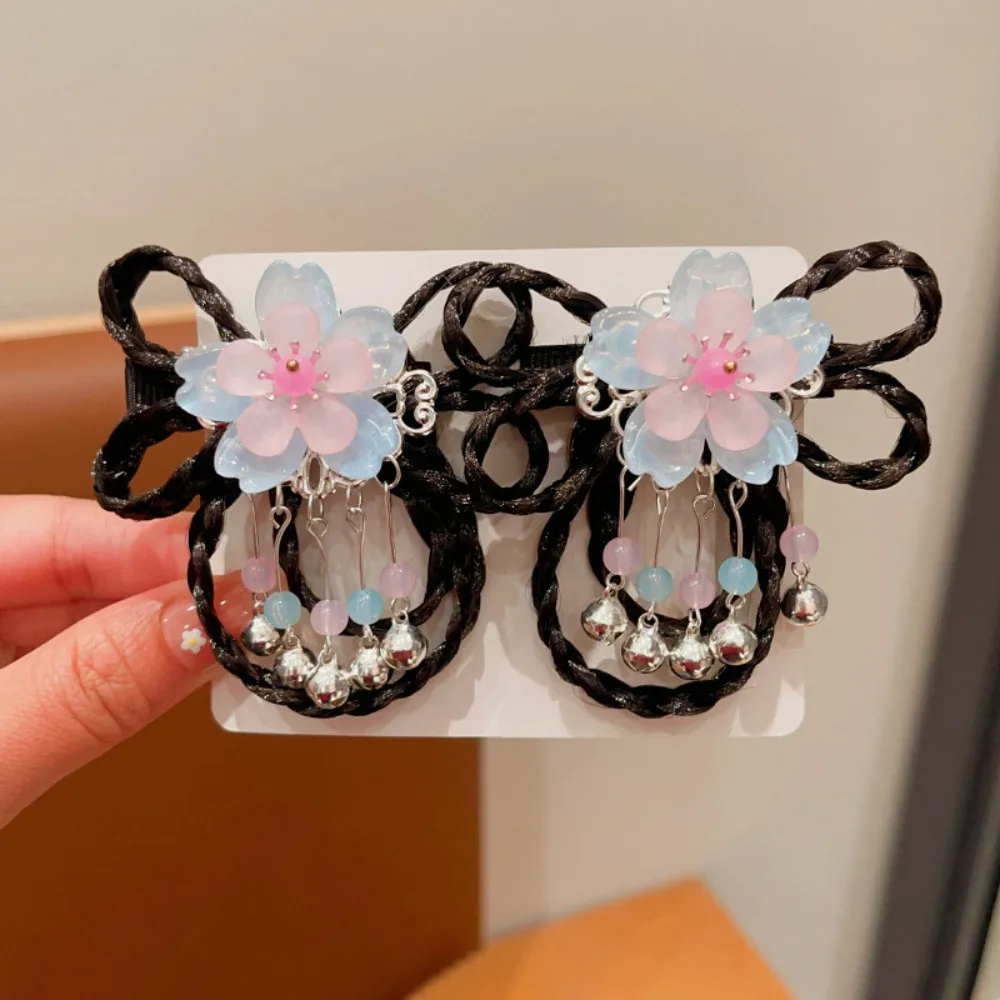 Red Children Wig Hairpin Flower Tassels Hanfu Hair Sticks Ancient Headwear Tang Suit Hair Clip Chinese New Year Headwear Baby - Image 11