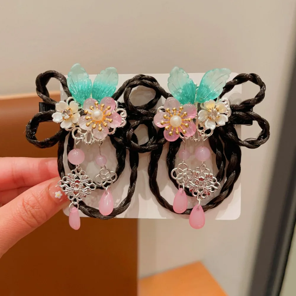 Red Children Wig Hairpin Flower Tassels Hanfu Hair Sticks Ancient Headwear Tang Suit Hair Clip Chinese New Year Headwear Baby - Image 15