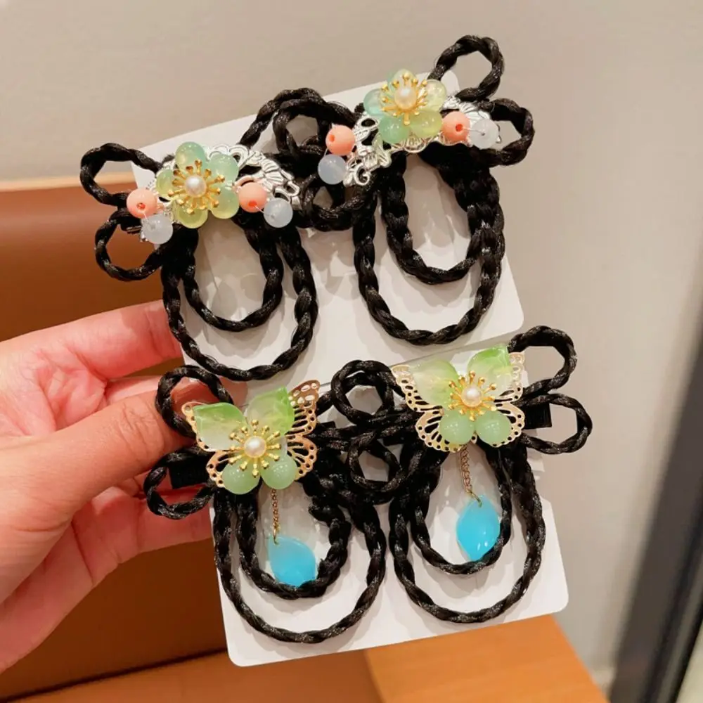 Red Children Wig Hairpin Flower Tassels Hanfu Hair Sticks Ancient Headwear Tang Suit Hair Clip Chinese New Year Headwear Baby - Image 20