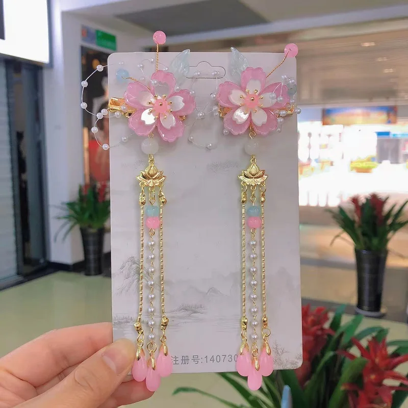 1 pair Handmade Ancient Style Hairpin Tassel Long Chain Beads Dangle Hairpin Chinese Hanfu Headdress girl woman ancient hairpin - Image 11