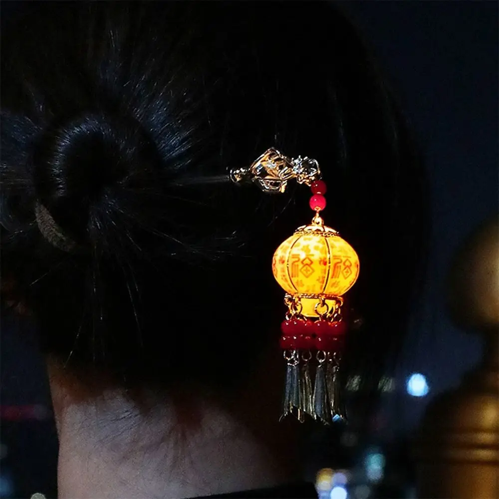 Pearl Glowing Lantern Hairpin LED Light Flower LED Lantern Tassel Hair Stick Hair Chopstick Chinese Style Hanfu Hair Clip Women - Image 21