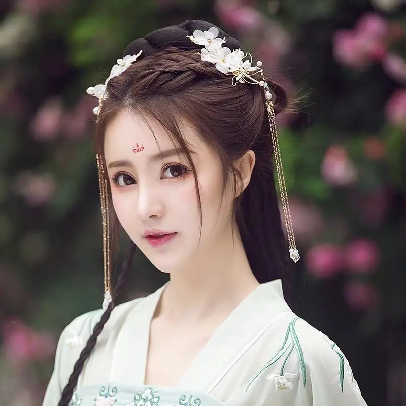 1 pair Handmade Ancient Style Hairpin Tassel Long Chain Beads Dangle Hairpin Chinese Hanfu Headdress girl woman ancient hairpin - Image 55