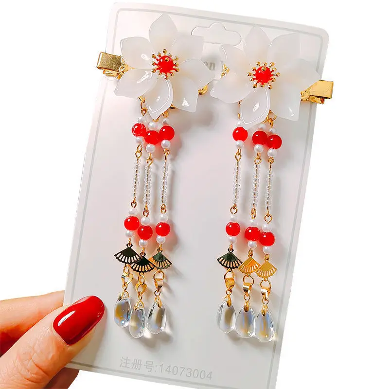 1 pair Handmade Ancient Style Hairpin Tassel Long Chain Beads Dangle Hairpin Chinese Hanfu Headdress girl woman ancient hairpin - Image 5