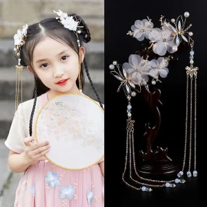 1 pair Handmade Ancient Style Hairpin Tassel Long Chain Beads Dangle Hairpin Chinese Hanfu Headdress girl woman ancient hairpin