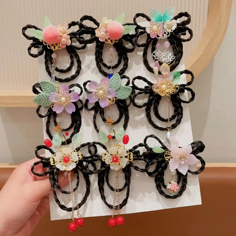 Red Children Wig Hairpin Flower Tassels Hanfu Hair Sticks Ancient Headwear Tang Suit Hair Clip Chinese New Year Headwear Baby - Image 32