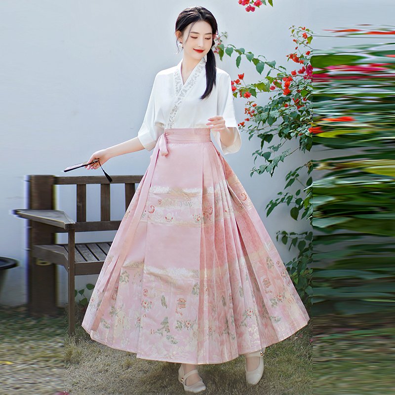 Women's Retro New Chinese Style Top Horse Face Skirt - Image 3