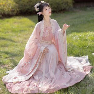 New Gradient Embroidered Chinese Traditional Han Clothing Pleated Skirt Hanfu